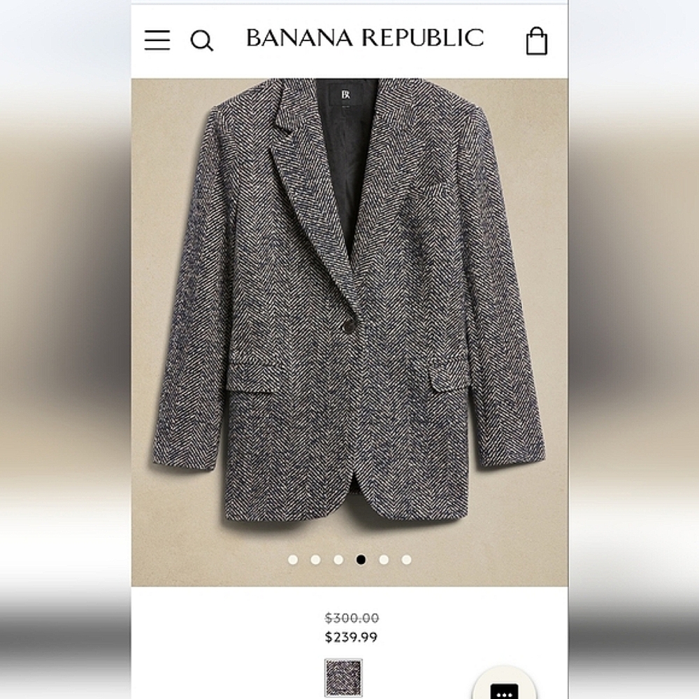 Olinda Oversized Italian Herringbone Blazer, Black